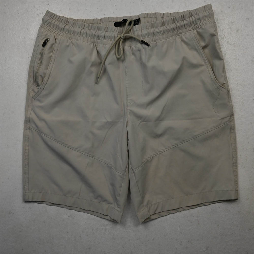 Tahari Lx9" Beige Khaki Zip Pocket Athleisure Pull On Mens Shorts
